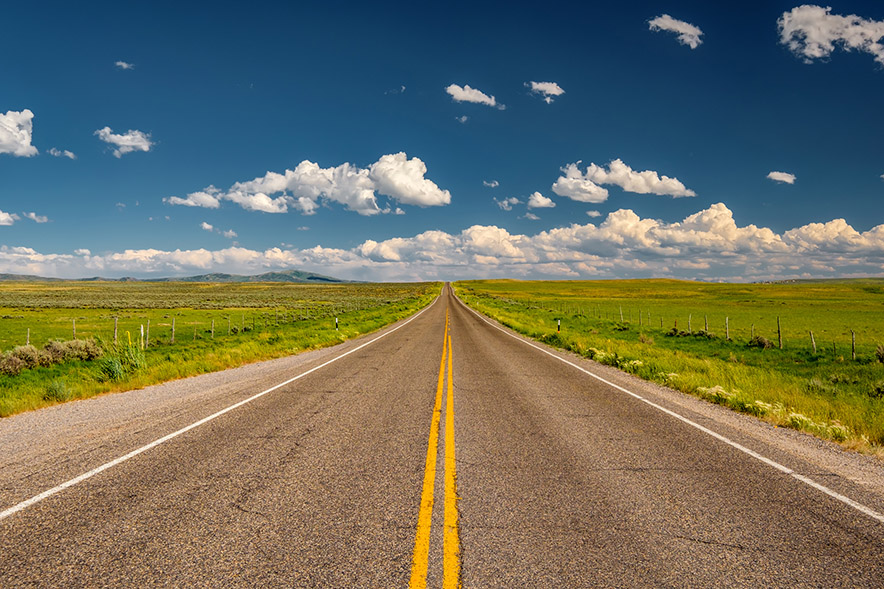 Empty Open Highway In Wyoming